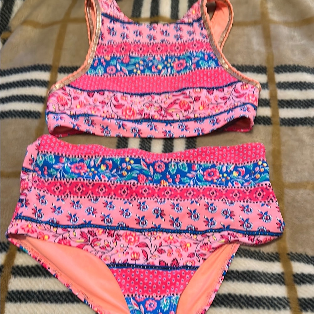Aerie Floral Pink and Blue Bikini Set